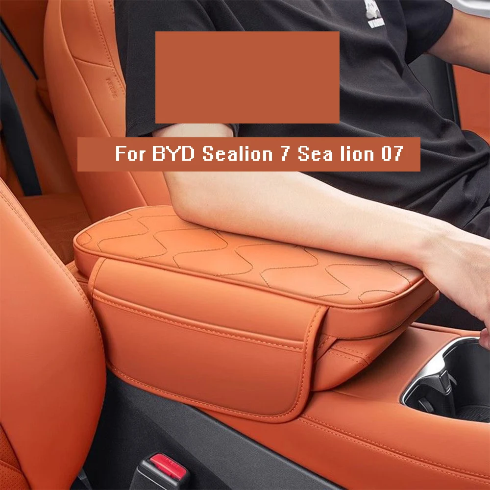 

For BYD Sealion 7 Sea lion 07 2024-2025 Leather Car Armrest Box Height Increase Pad Cover Storage Bag Auto Styling Accessories