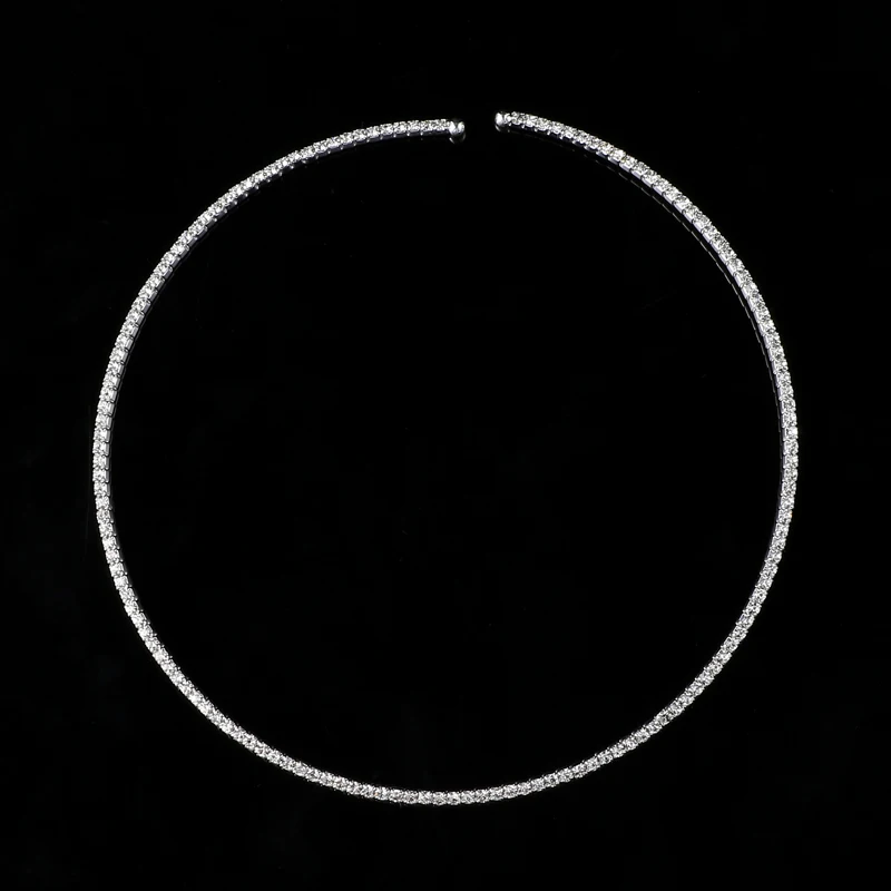 Elegant Choker Necklace Crystal Rhinestone Silver Plated Neckless Women Jewelry Simulated Pearl Choker Necklaces Luxury