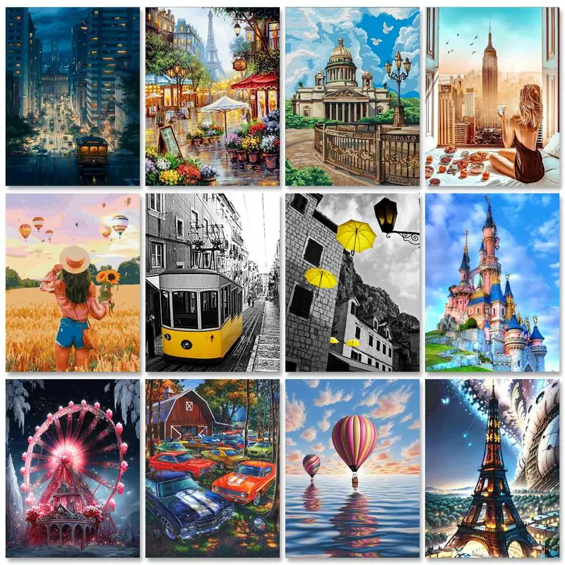 

GATYZTORY DIY Oil Painting By Numbers Kit City Scenery Acrylic Paint By Numbers Diy Numbers Painting Art On Canvas By Numbers