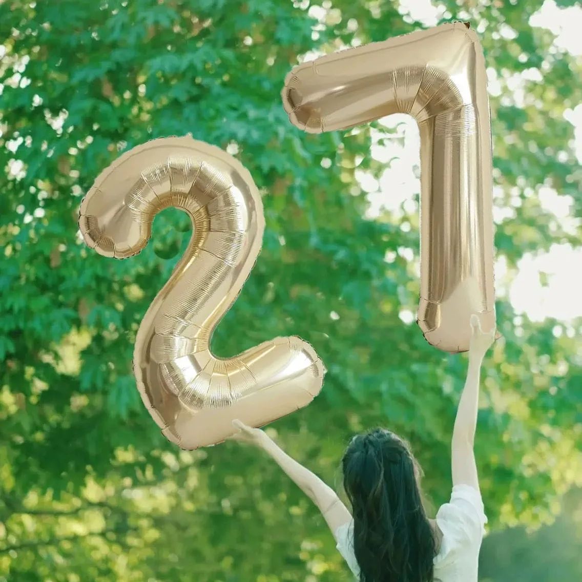 Geburtstagsballon mit Champagner-Gold-Zahlen, 101,6 cm, große Chrom-Gold-Zahlen-Folienballons für Geburtstag, Neujahr, Jahrestag, Dekoration – Detail 6