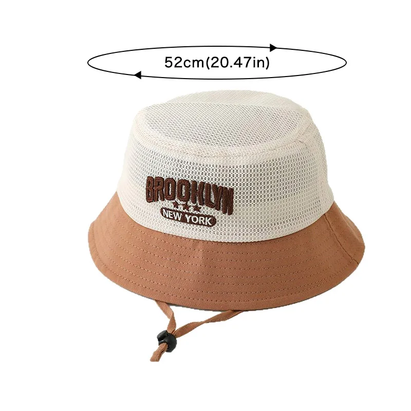 Letter Embroidered Baby Sun Hat Summer Mesh Breathable Boys Girls Fisherman Cap Fashion Patchwork Kids Panama Bucket Hats view 6