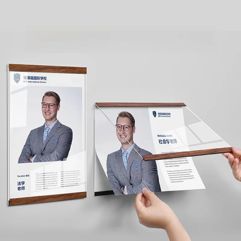 Acrylic A4 Photo Frame without Drilling Teacher Profile Image Advertising Certificate Wall Stick Display Frame Modern Simple ...