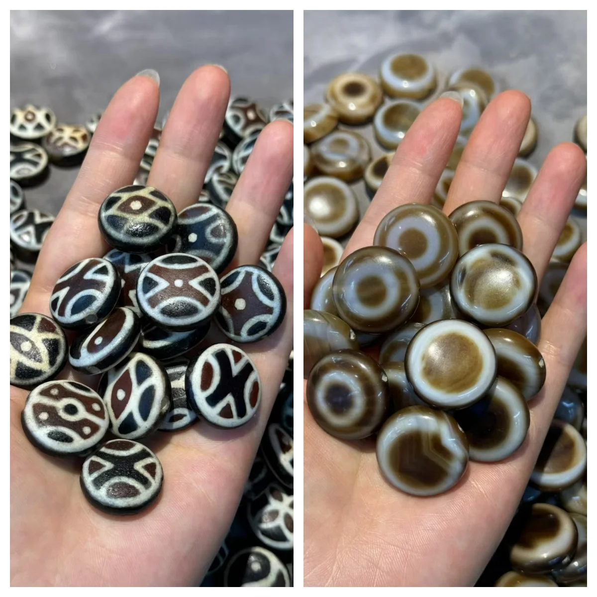 

50pcs/lot Limited time discount natural agate dzi sheep plate beads Advanced craftsmanship Taiwan varieties Weathering lines