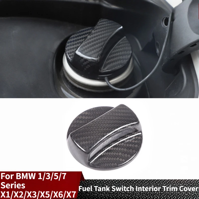

For BMW 1/3/5/7 Series X1/2/3/5/6/7 Real Dry Carbon Fiber Interior Fuel Tank Switch Decorative Cover Auto Modification Parts
