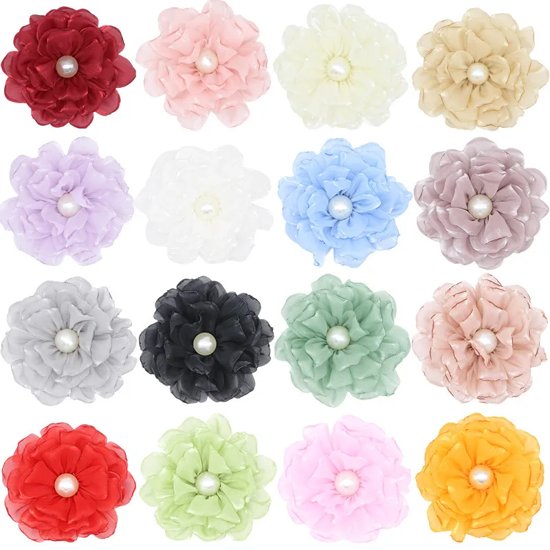 

Shiny Yarn Large Bead Flower Three-dimensional Edging Fabric Flower Brooch Women's Jewelry Accessories Pin Wedding Dress Corsage