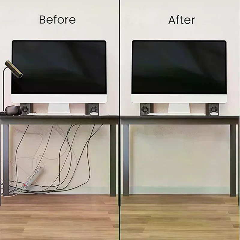 Under Desk Cable Management Tray PVC Power Wire Hider Strip Cord Holder Wire Organizer Cable Raceway 40cm/15.75inch