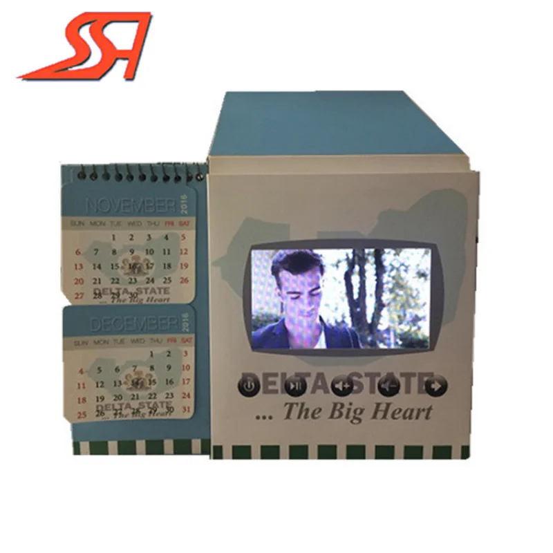 Custom. Factory Video Electronic Desk Calendar Electronic Advertising Table Video Advisement Player Photo Frame Video Greeting C
