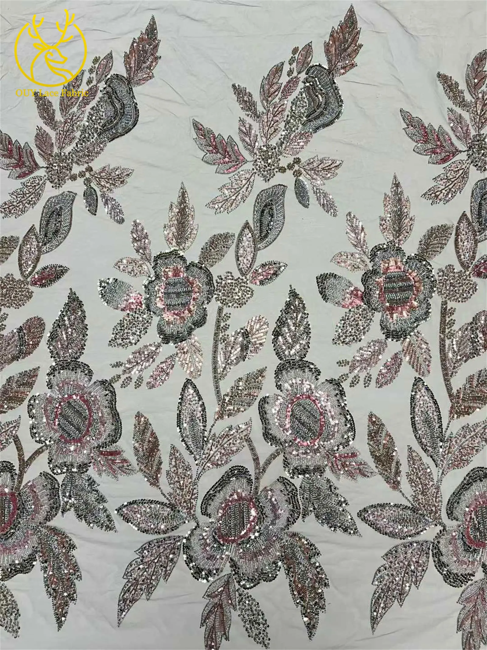 Eleganter Hochwertiger Afrikanischer Spitzenstoff 2026 Königlich Bestickte Französische Pailletten-Spitze für Damenkleider Hochzeitskleidung Näharbeiten – Detail 19