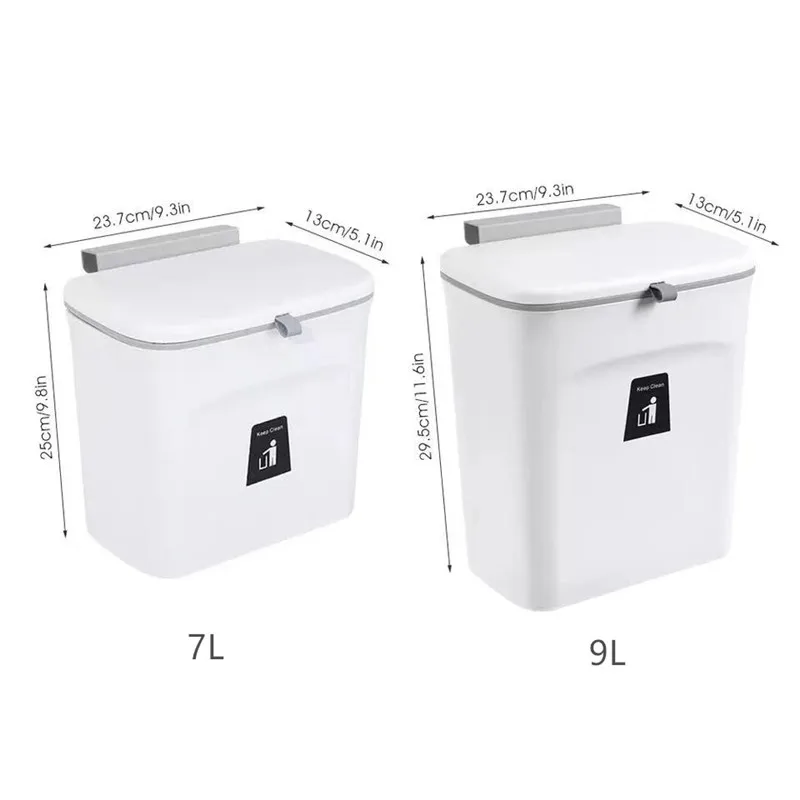 Cubo de basura para cocina, papelera colgante montada en la pared, para puerta de armario, baño, con tapa cubo basura papelera baño bote de basura