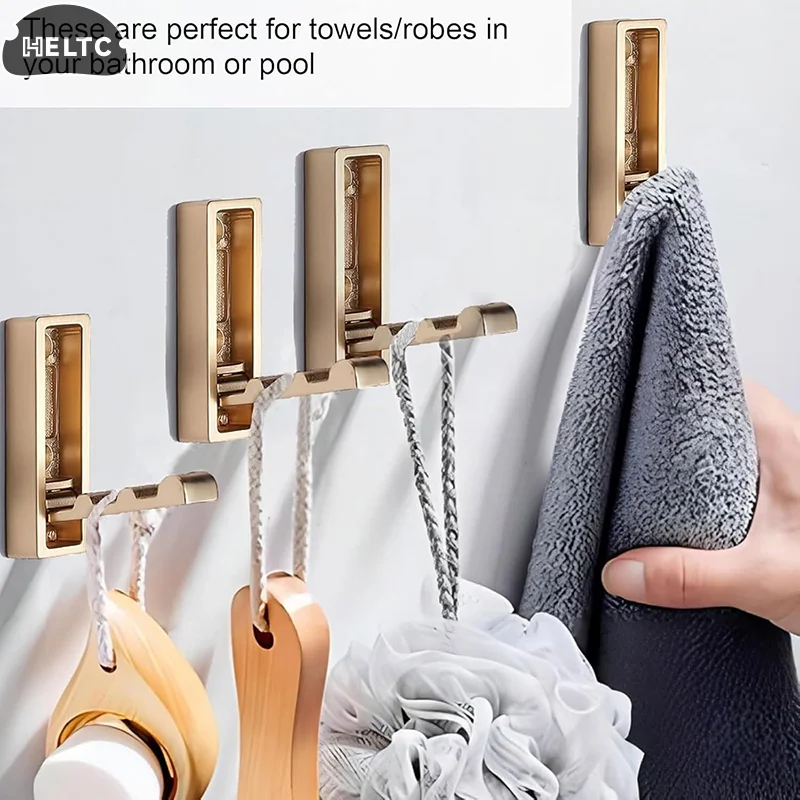 

1PC Alloy Clothes Hook Foldable Bathroom Towel Hook Wall Mounted Folding Coat Hook Key Towel Storage Hook Bathroom Bedroom Shelf