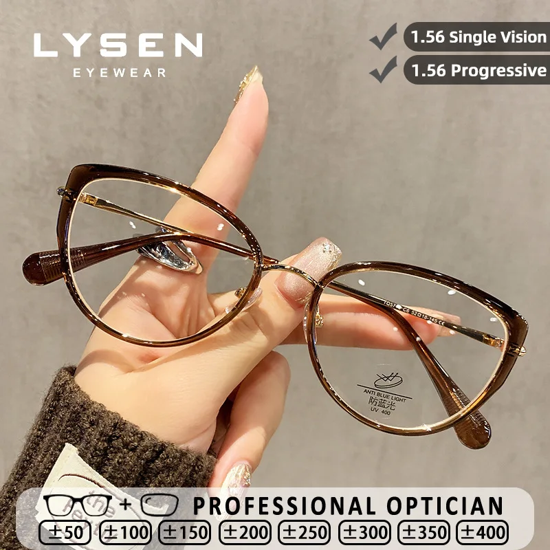 

LYSEN новые модные женские очки для чтения «кошачий глаз» с защитой от синего света, очки для близорукости, индивидуальные прогрессивные очки по рецепту