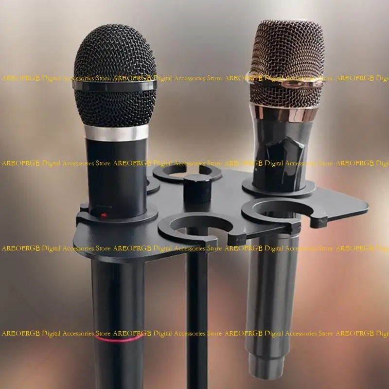 

E21E Metal On-Stage Multi Mic Holder Microphone Stand Tray with Scratch Protections for Stage Performances Easy Access Design