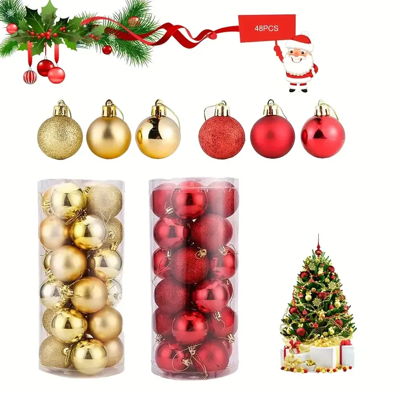 1–4 Sets Weihnachtsbaumschmuck, 24er-Pack, mehrfarbige, bruchsichere Kugeln für Weihnachtsbaumdekoration, Urlaubsparty-Heimdekoration