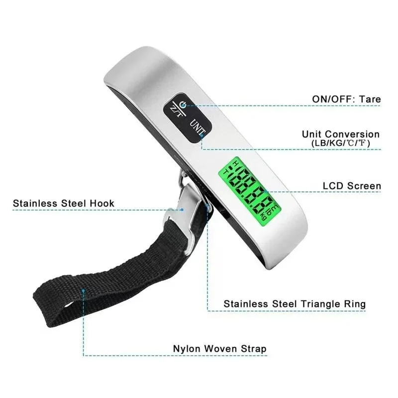 1pcs Portable Scale Digital LCD Display 110lb/50kg Electronic Luggage Hanging Suitcase Travel Weighs Baggage Bag Weight Balance image 6