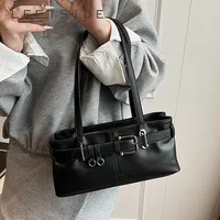 LEFTSIDE Small PU Leather Solid Color Underarm Bags for Women 2024 Y2K Ladies Shoulder Bag Females Handbags and Purses Tote Bag