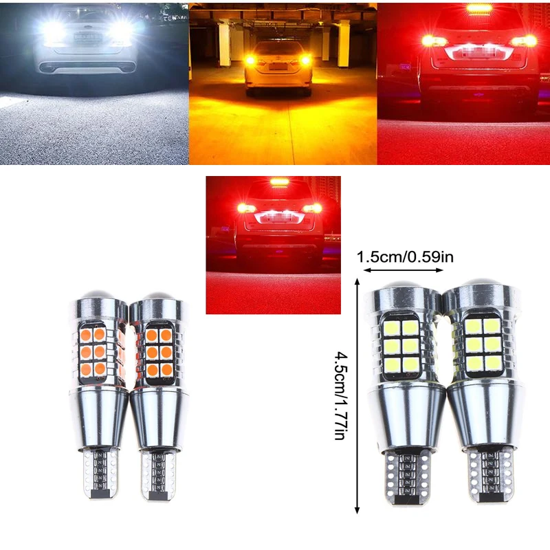 

2Pcs High Bright T15 3030 27SMD LED Bulbs Canbus Car Light High Power Additional Brake Tail Signal Lamp Backup Reserve Lights
