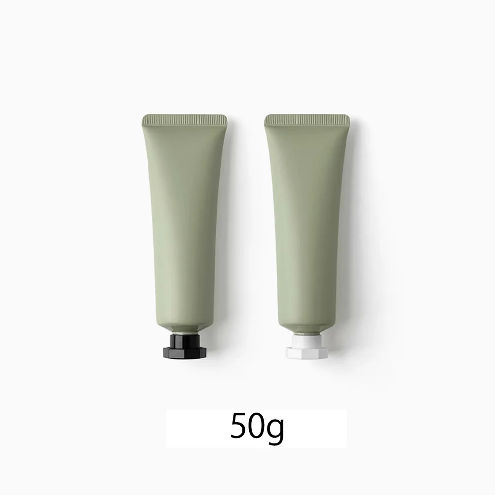 Tube à presser vert mat vide, bouteille souple cosmétique, émulsion crème, shampoing, Lotion pour le corps, récipient rechargeable, 50g