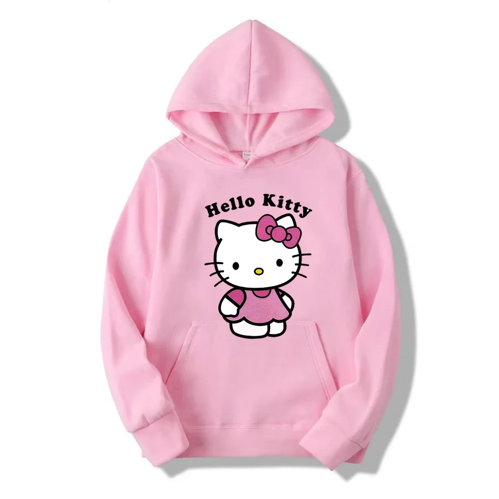 Sudadera con capucha con estampado de Hello Kitty para mujer, ropa básica Original, cálida y cómoda, clásica, a la moda