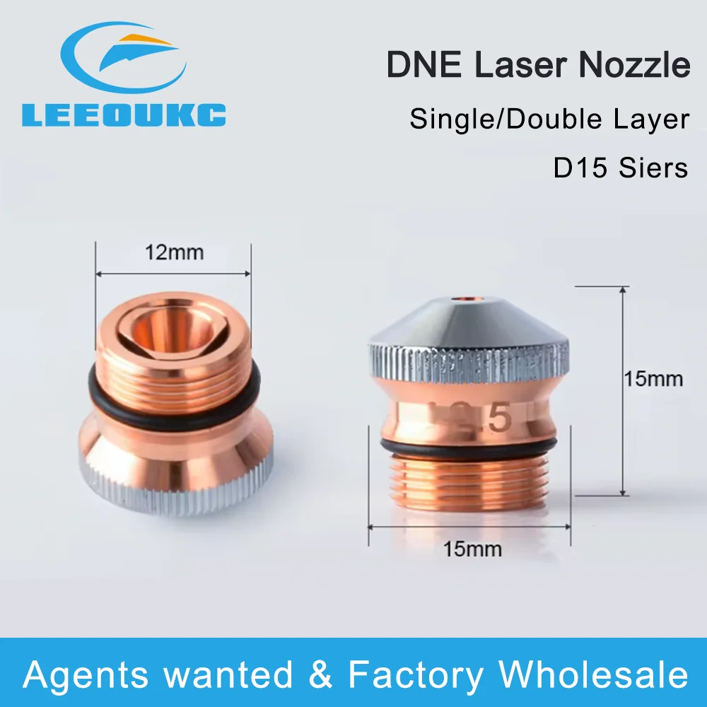 

10 шт./лот, лазерные режущие насадки DNE D15 D17 M12, медные одинарные и двойные сопла для лазерных станков DNE с оптоволоконным лазером, режущие головки