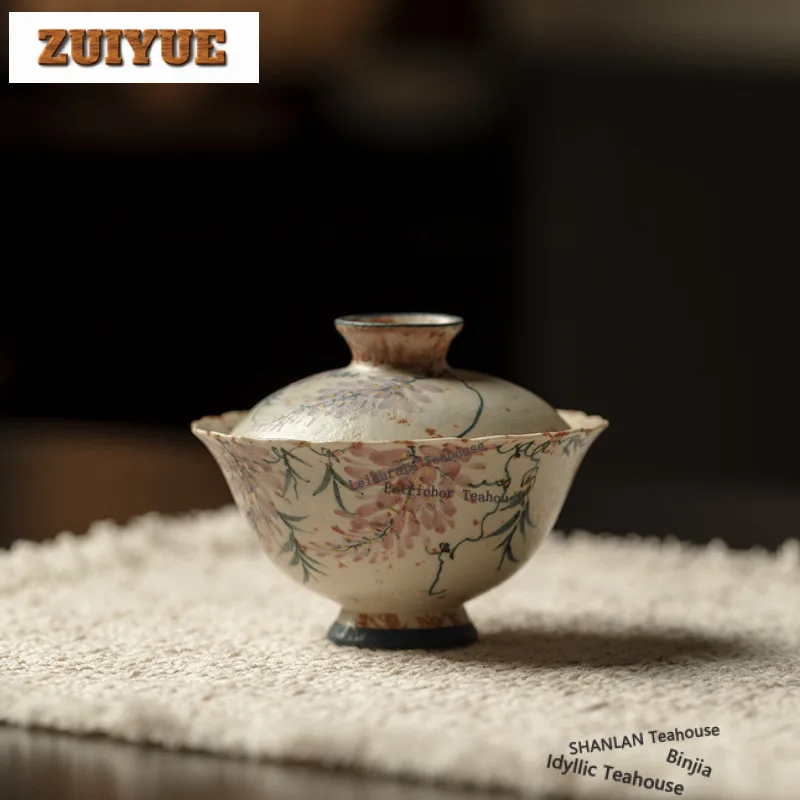 

90 мл карамельная глазурь, ручная роспись, глициния, гавань, дзен, чайная варенька, чайная миска с крышкой, комплект, крышка для заваривания ча, принадлежности для рукоделия