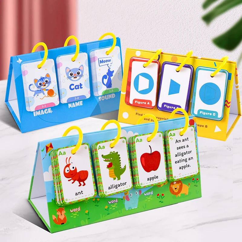 Kid Word Flashcards Flip Chart Word Builder Sight Words Desktop Flash Cards Math Learning Alphabet Shape Cognitive Education Toy