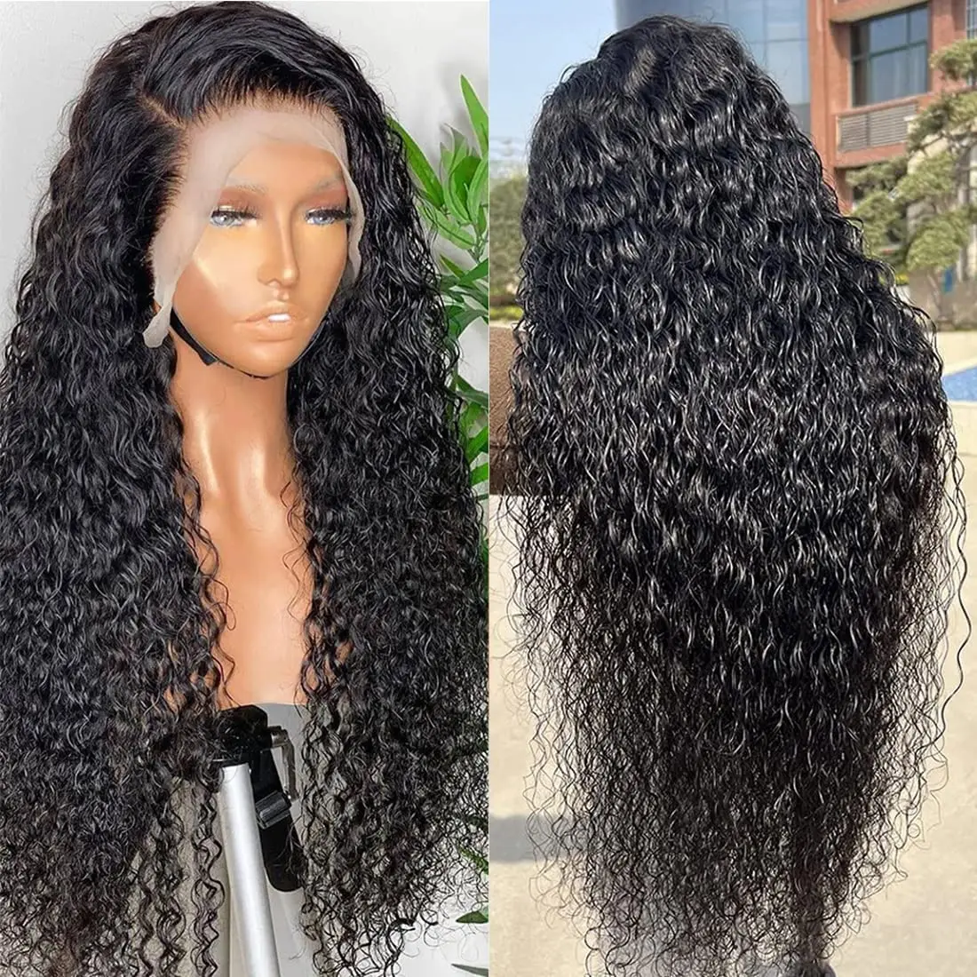 Wig renda depan gelombang air rambut manusia 13x4 HD renda wig Frontal untuk wanita rambut manusia wig rambut manusia 180% ketebalan basah dan bergelombang