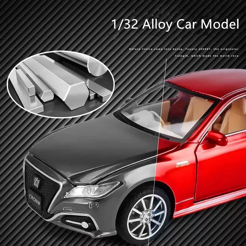 1:32 Toyota CROWN modèle de voiture en alliage moulé sous pression et véhicules jouets en métal modèle de voiture jouet Simulation son lumière Collection cadeau
