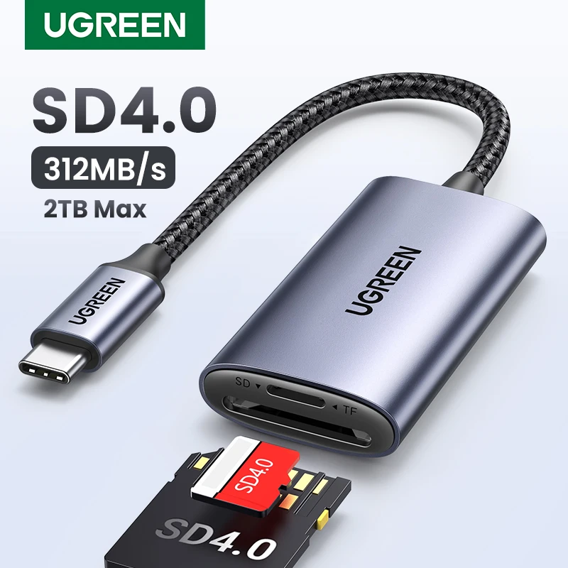 leitor de cartao ugreen sd40 312 mb s para sd microsd tf adaptador de cartao de memoria para laptop phone macbook windows macos cardreader 01