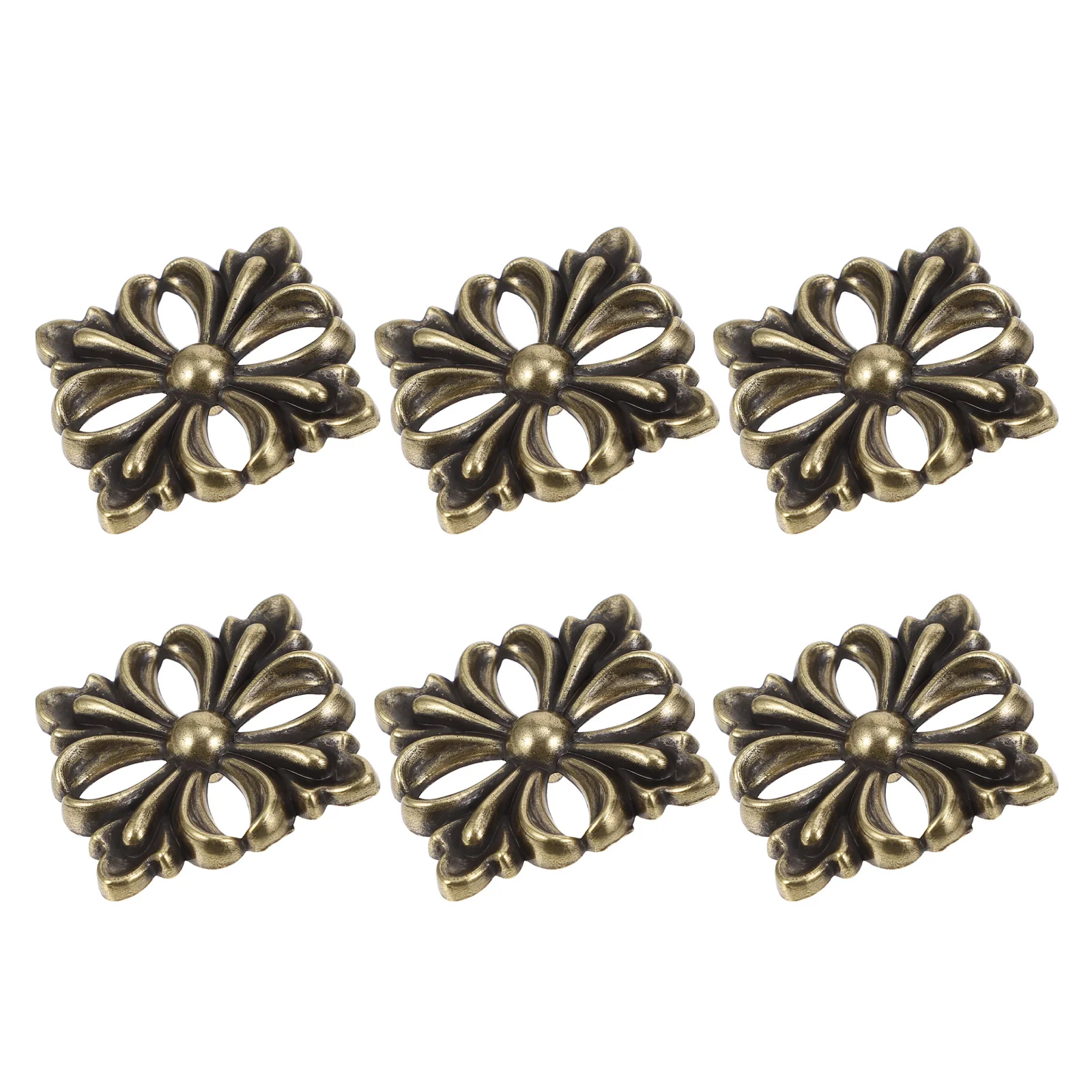 6 Pcs American Square Flower Metal Plate Decor Flowers Furniture Decorative Zinc Alloy Vintage