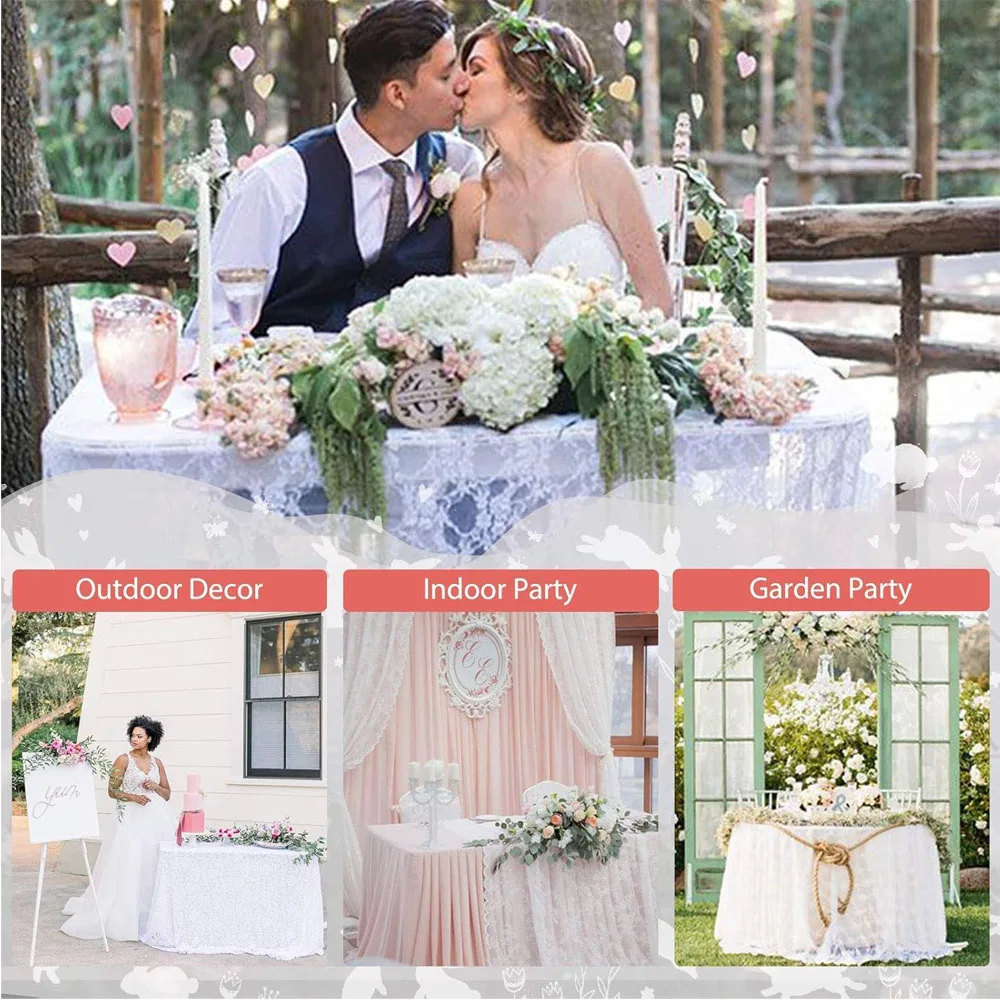 مفرش المائدة الدانتيل الأبيض خمر المطرزة مفرش المائدة الاستقبال المنزل حفل زفاف عيد ميلاد الديكور الجدول الديكور #3