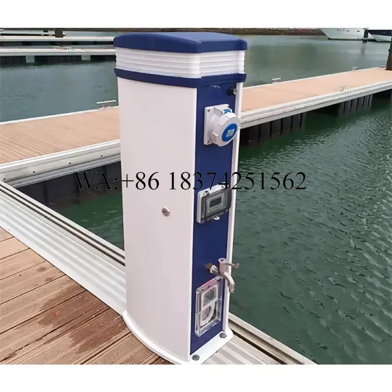Wmwmnu Marine Power Pedestal with LED Light for Floating Docks Yachts Marinas Service Pedestal