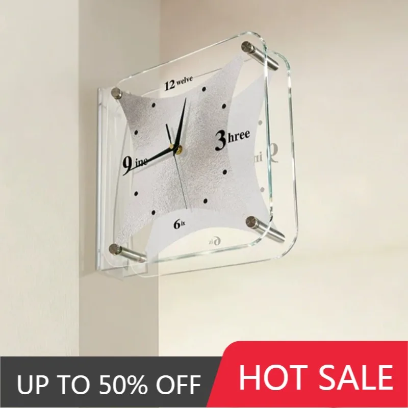 Aesthetic Art Double-sided Wall Clock Elegant Interior Decoration Corner Wall Clock Modern Living Room Silent Clocks Home Decor