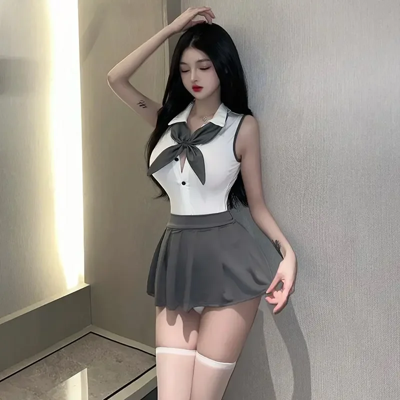 Hot Sexy School Girl Uniform Donne Cosplay Costumi per studenti Lingerie esotica Gonna a pieghe Abiti Sesso Porno Giochi di ruolo Vestiti