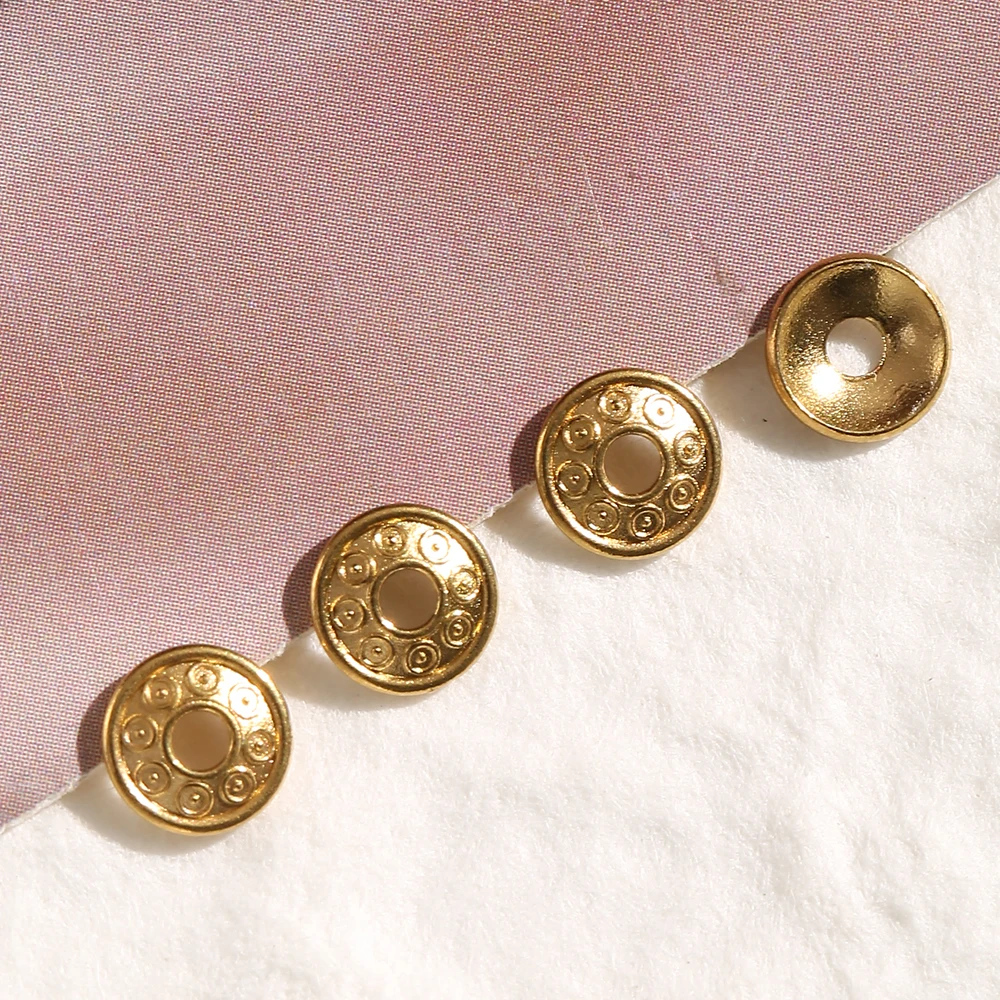 20 قطعة 6 مللي متر الفولاذ المقاوم للصدأ الذهب زهرة حبة قبعات نهاية خزر عازل Charms حبة لصنع المجوهرات لوازم النتائج بالجملة #6