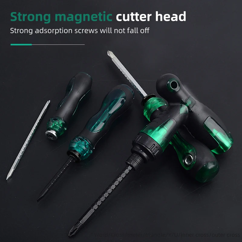 Multifunctional Magnetic Cross Screw Driver Dual Purpose Adjustable Length Screw Household Non Slip Screwdriver Tools