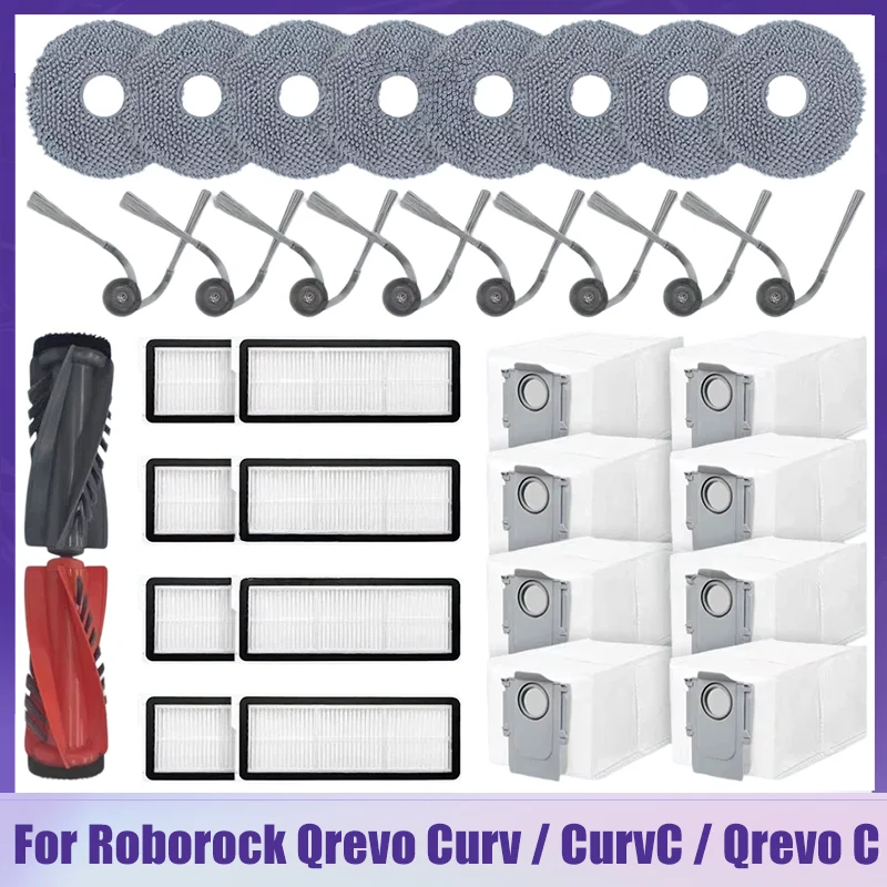 Fit for Roborock Qrevo C/Curv/CurvC/CurvC PRO/Edge/EdgeC/5AE/S5V/S5X/5AI/5XC Main Side Brush Dust Bag HEPA Filter Mop Pad Parts