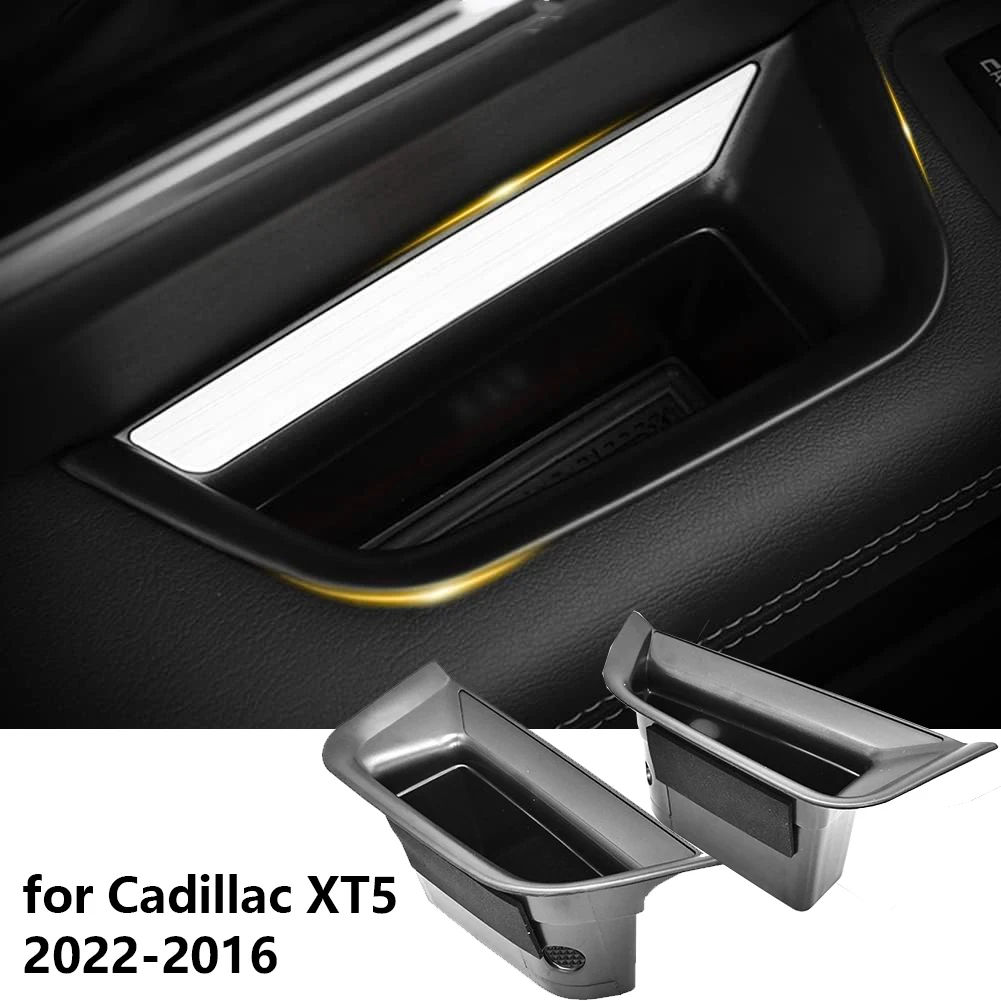 

2PCS Front Door Handle Storage Box for Cadillac XT5 2022 2021 2020 2019 2018 2017 2016 Storing Small items for Mobile Phones