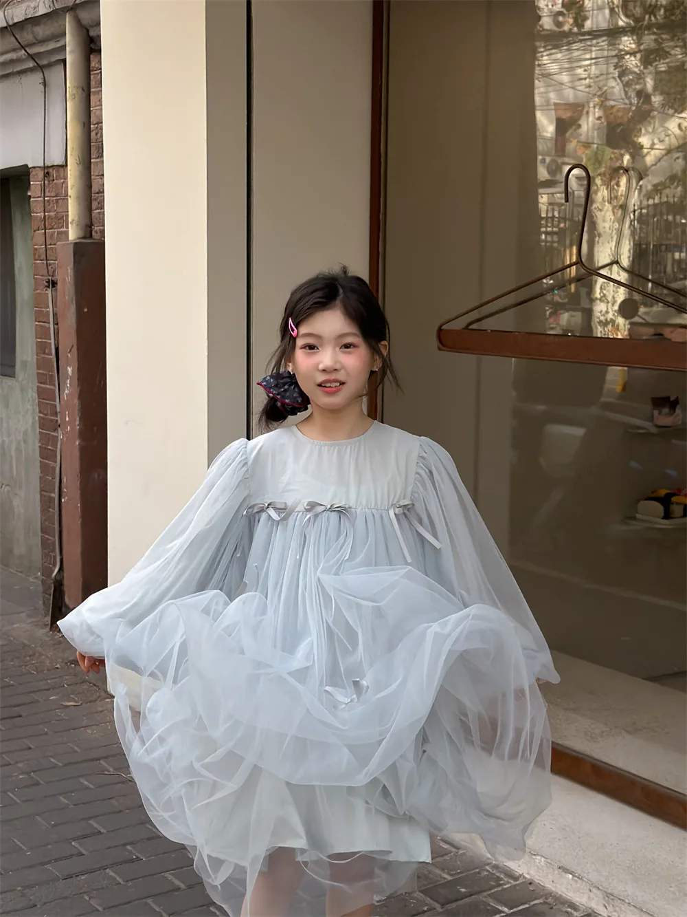 

Новое детское весеннее платье с сетчатыми рукавами-фонариками, модные праздничные платья для девочек 3-9 лет