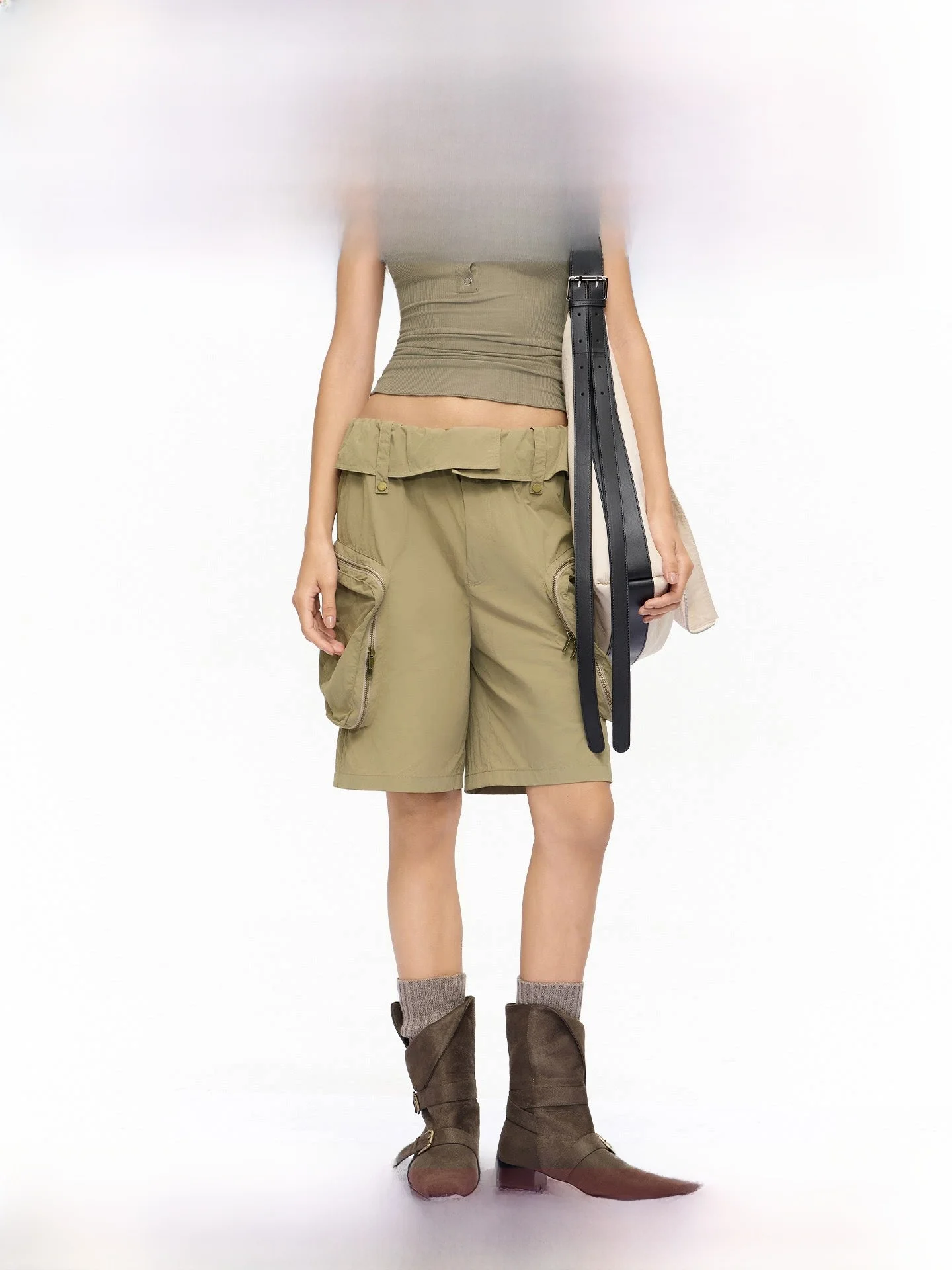 

Женские повседневные брюки CNWEI, весна 2026, с отворотами, рабочие, средней длины, универсальные, свободного кроя, с естественной талией