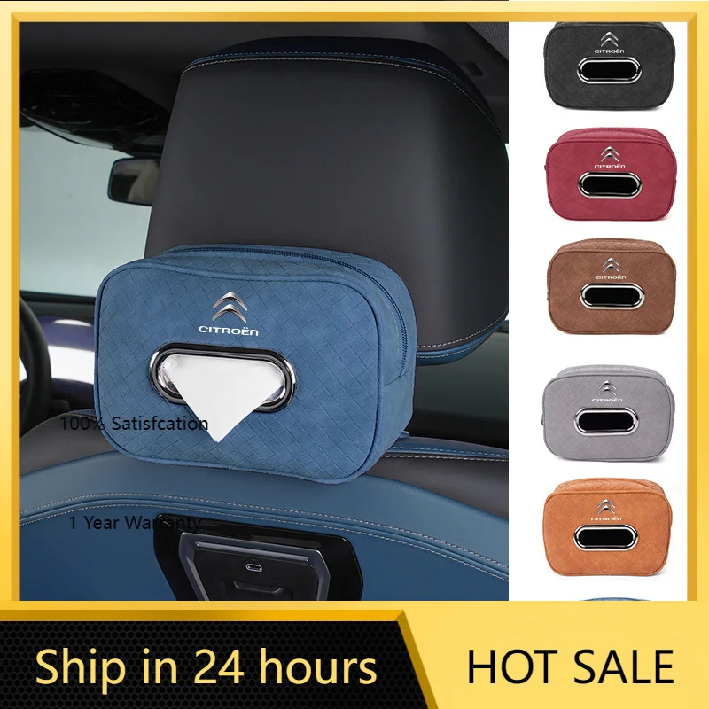 

Новинка 2026: Наклейка на автомобиль, держатель для салфеток, кожаный подвесной органайзер для салфеток на спинку сиденья для Citroen C4, C3, C5, C1, C2, VTS, Berlingo, Ce