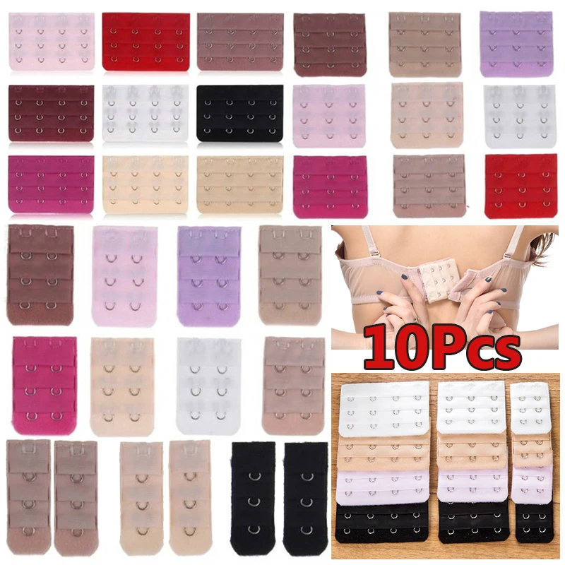 10Pcs Bra Extension Strap Extenders for Women Adjustable Belt Buckle Nylon Elastic Bra Extension Strap Hook Clip Expander