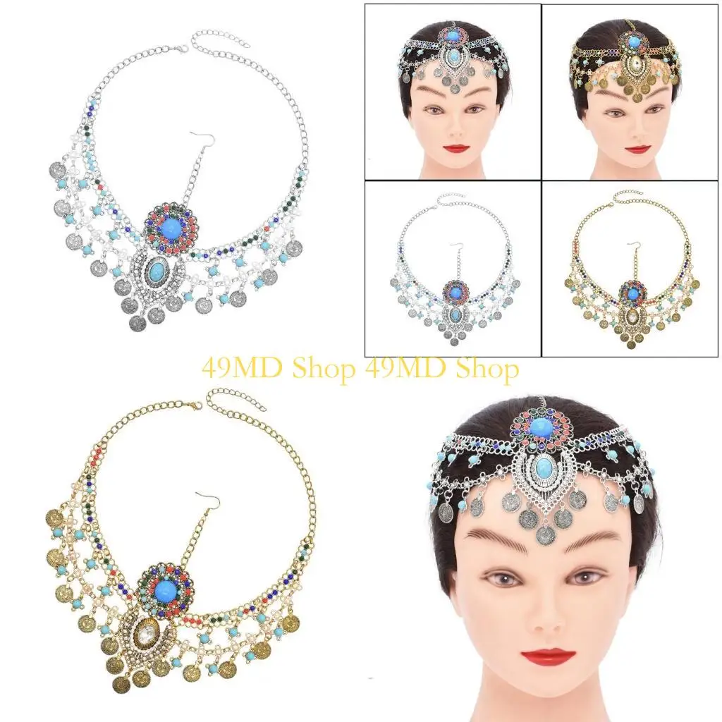 

49MD Готическая цепочка для волос со сверкающими кристаллами и кристаллами диадемы для вечеринок и клубных головных уборов