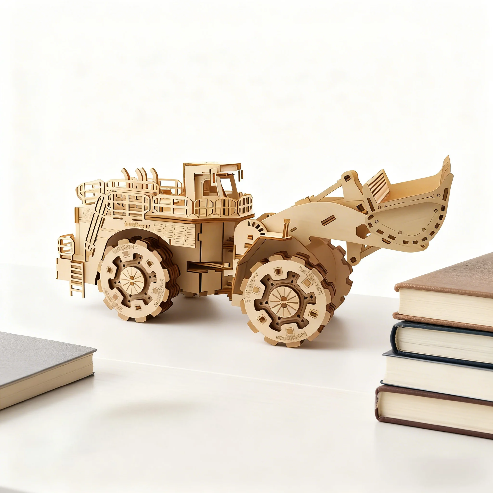 

OUZEY 3D Wooden Bulldozer Puzzle, DIY Construction Vehicle Model Kit, Educational Assembly Toy Gift for Kids & Adults