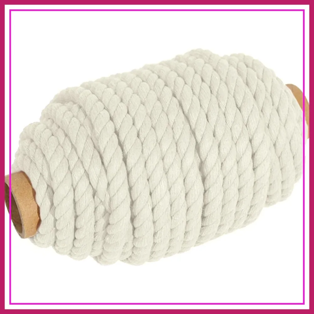 

8mm x 39ft Cotton Macrame Rope, 3-Ply Twisted Yarn for Wall Hanging, Plant Hangers, DIY, Basket Making, White