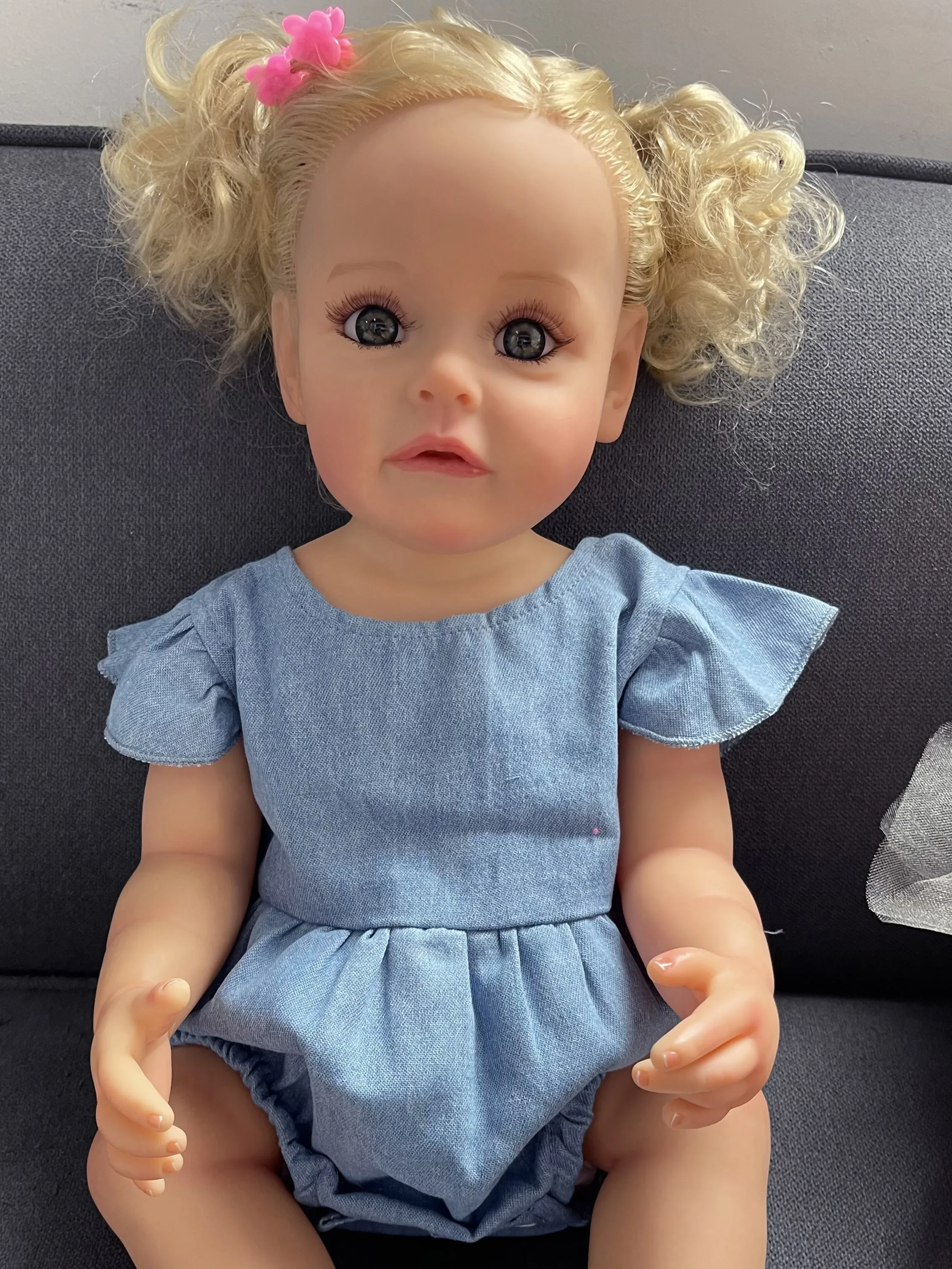 55CM SueSue Reborn Toddler Girl Doll Full Body Silicone Waterproof Bath Toy Hand-Detailed Paint with 3D Visible Veins