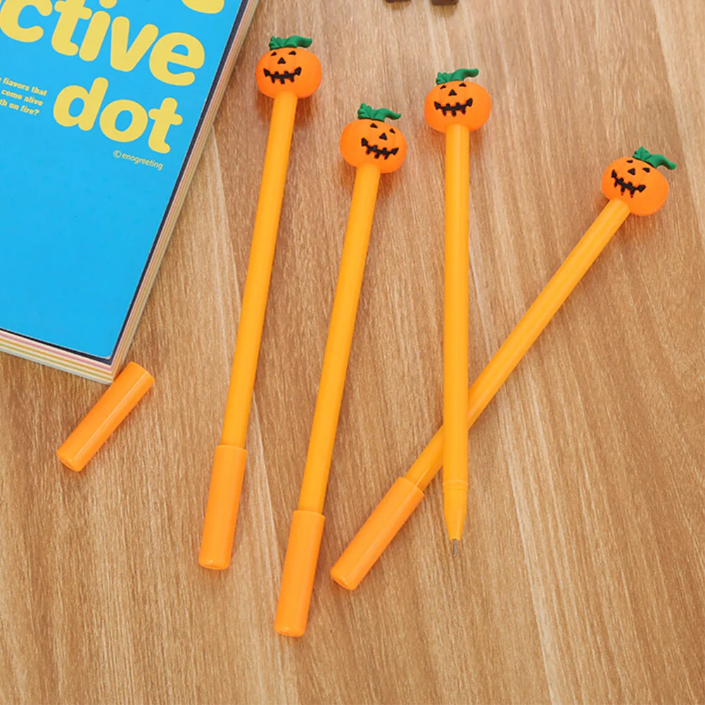 10 Pcs Halloween Pumpkin Pens Skull Expression Gel Cartoon Water-based 10pcs/pack Stickers Student Signature Office Ballpoint