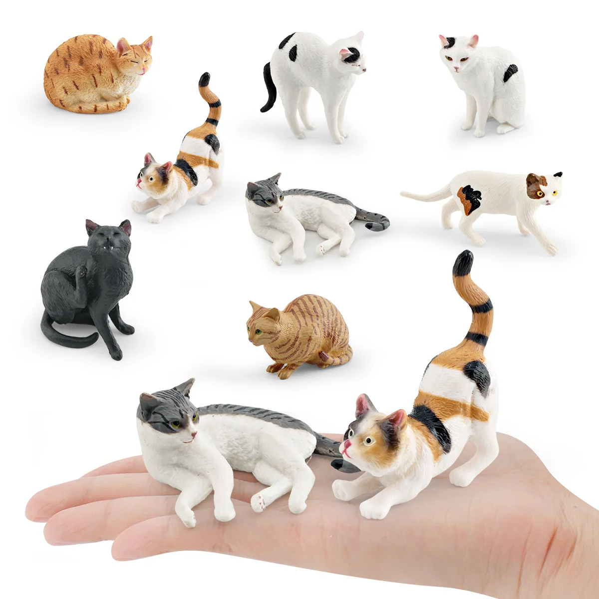 Solid Simulation Pet Cat Animal Model Cute Orange Farm Cat Figurine Desktop Decoration Mini Pet Cat Statue Ornament