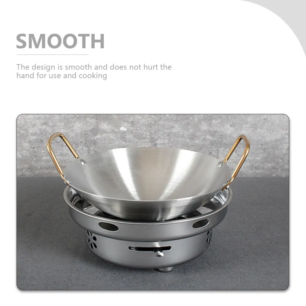 

Stainless Steel Dry Pot Double Handles Anti Scald Non Smooth Design Gas Stove Corrosion Resistant Easy for Stove