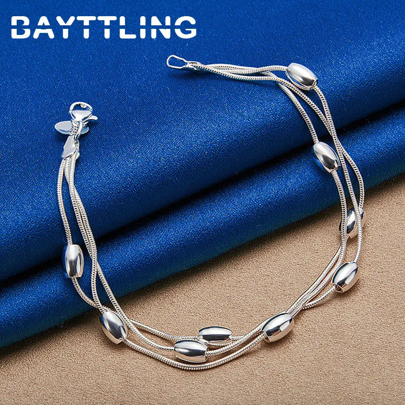 New S925 Sterling Silver Luxury Multi Thread Beads Bracelet For Women Fashion Engagement Girlfriend Jewelry Gifts Accessories