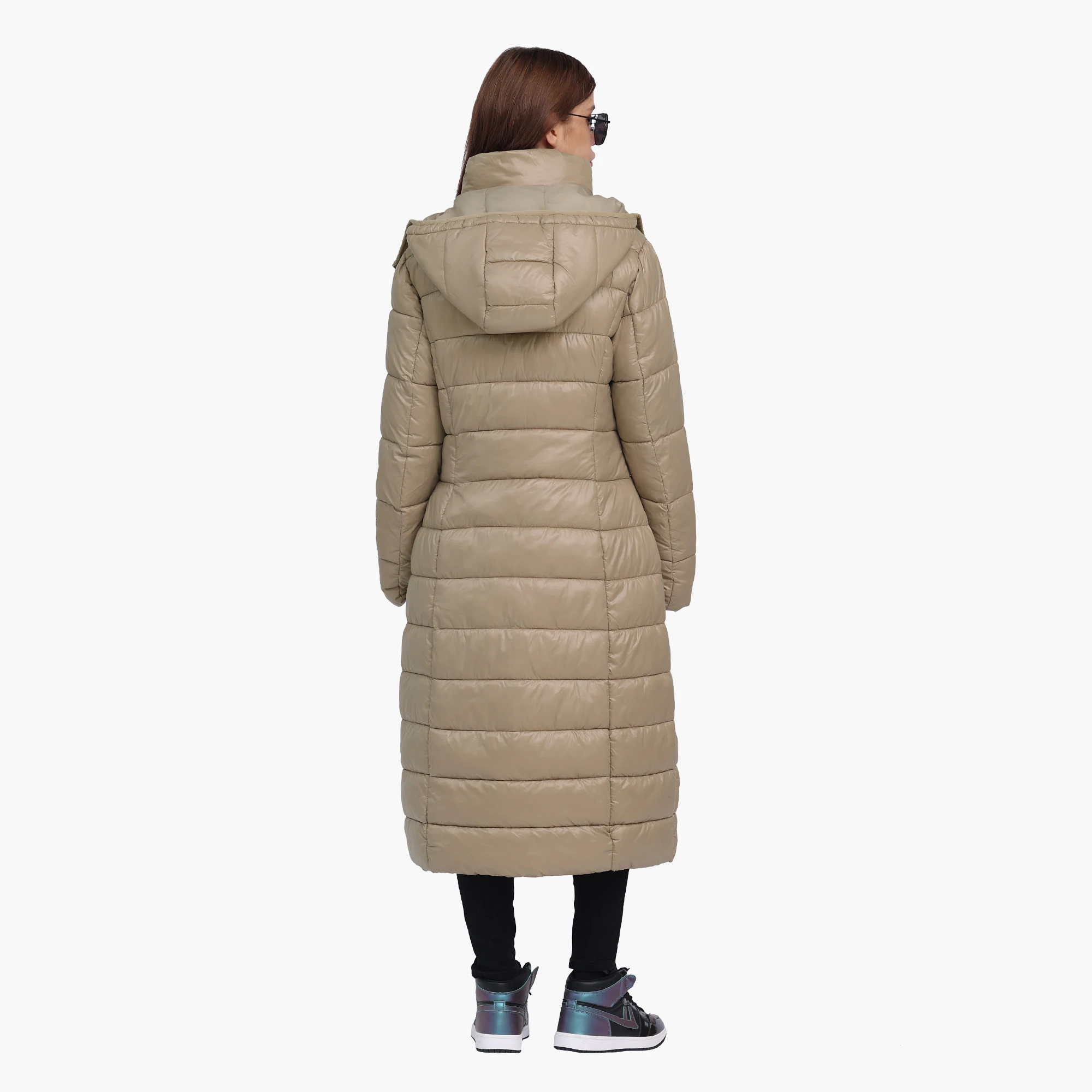 SANTELON Women Fashion Winter Thick Warm Over Knee Parka Female Extra Long Puffer Jacket Coat With Detachable Windproof Hood